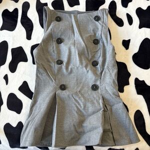 Zara Gray Double-Breasted Peplum Jacket